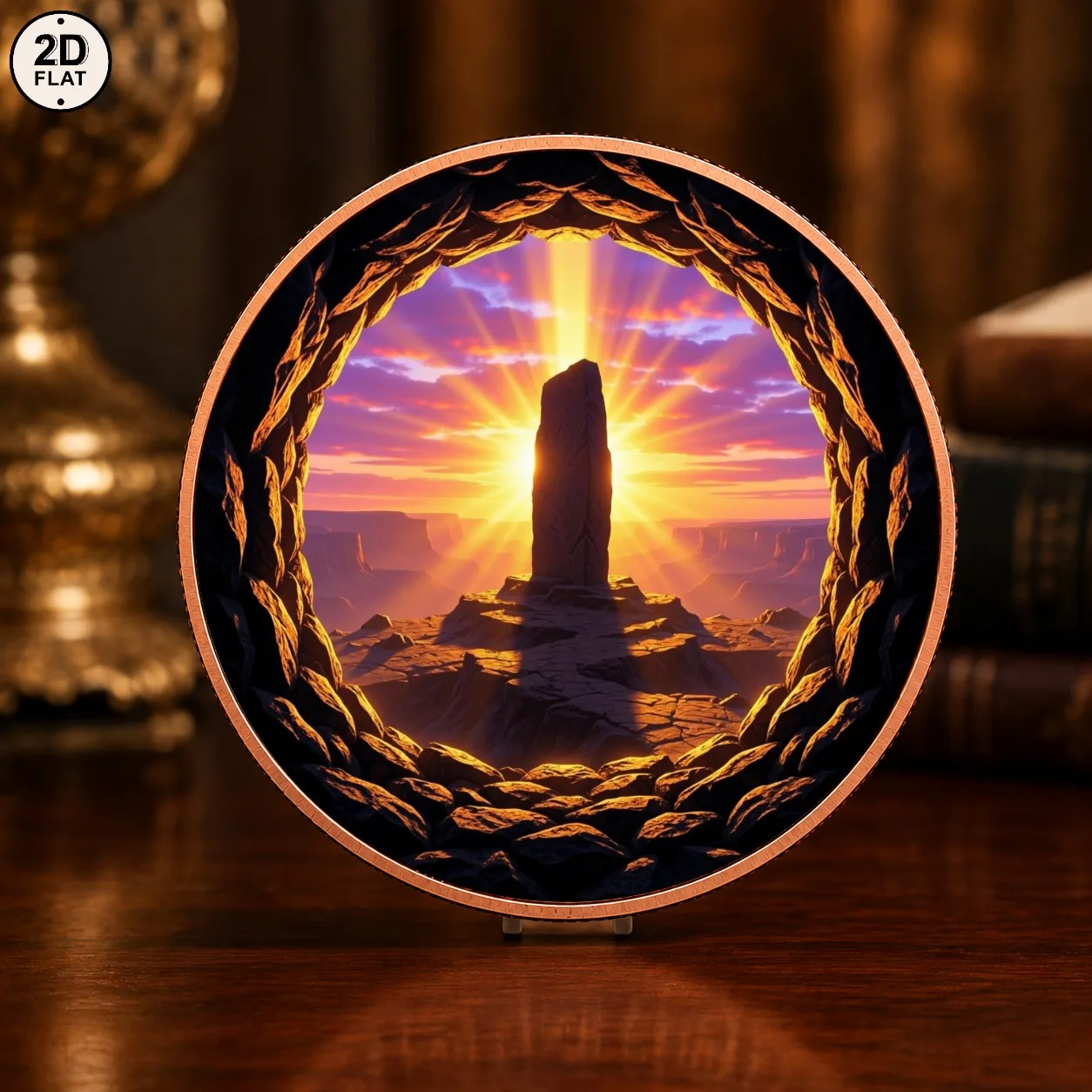 1pc 1oz .999 Fine Copper Cave Monolith Sunset Canyon Challenge Coin Desert Stone Pillar Commemorative Coin Collectible Souvenir