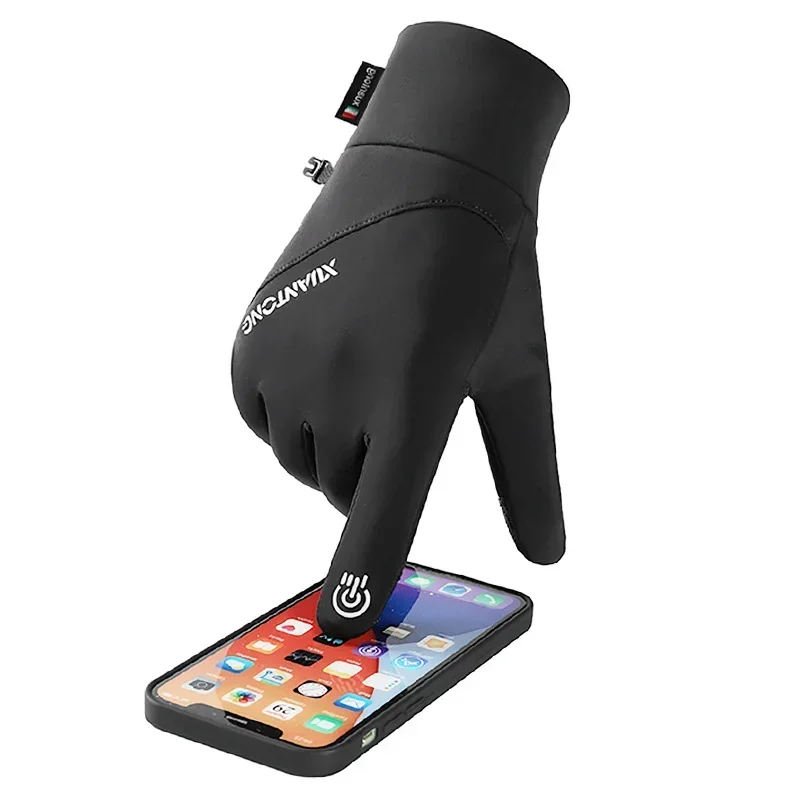 

Спорт на открытом воздухе, бег, мотоцикл, лыжи, зимние водонепроницаемые нескользящие теплые флисовые перчатки с полными пальцами и сенсорным экраном для мужчин