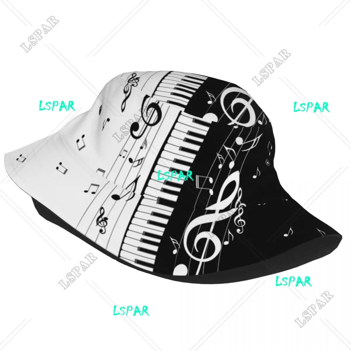 Minimalistic Piano Keyboard Bob Hats Hot Summer Headwear Stuff Music Note Fishing Fisherman Caps for Outdoor Woman Boonie Hat