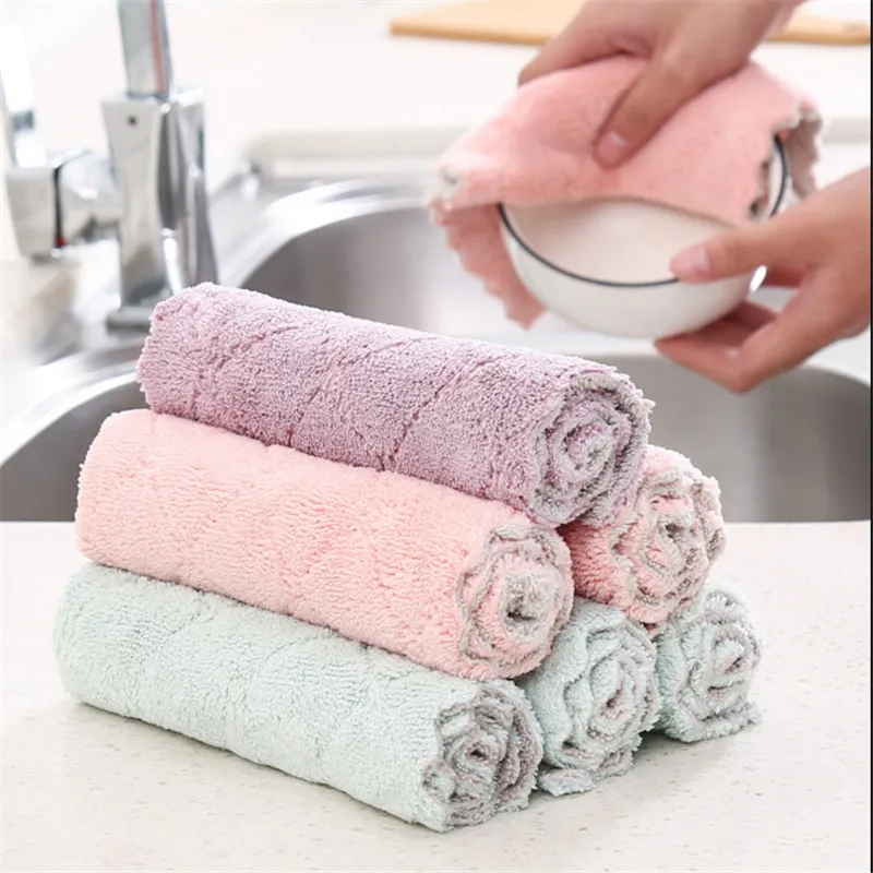 

Thick Double-Layer Fiber Dish Towel, Absorbent Rag, Thickened Towel, Wiping Tablecloth, Kitchen, Household Cleaning