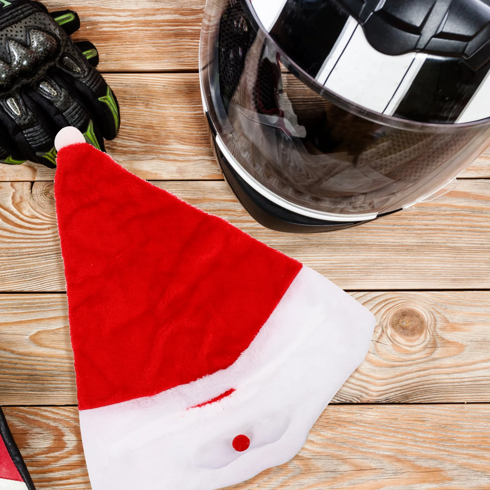 

Santa Claus Hat Cover Riding Christmas Protector Red Motorcycle Cycling Protection
