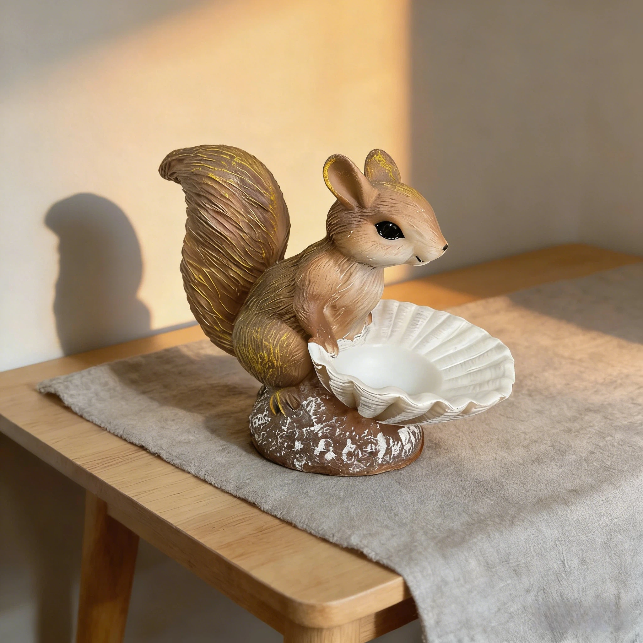 American Country-Style Squirrel Resin Sculpture Storage Ornament, Decorative Piece for Organizing Small Items on Sideboards, Display Piece for Boutique Store Windows, Symbolizing the Accumulation of Good Luck and Prosp