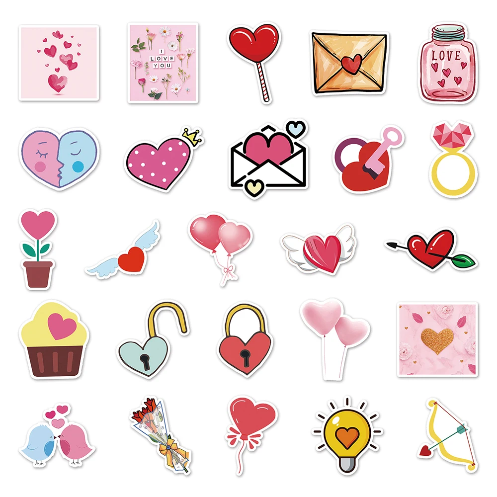 10/30/50/100PCS Romantic Valentine\'s Day LOVE Stickers Graffiti DIY Letter Luggage Travel Cute INS Sticker for Girlfriend Gifts