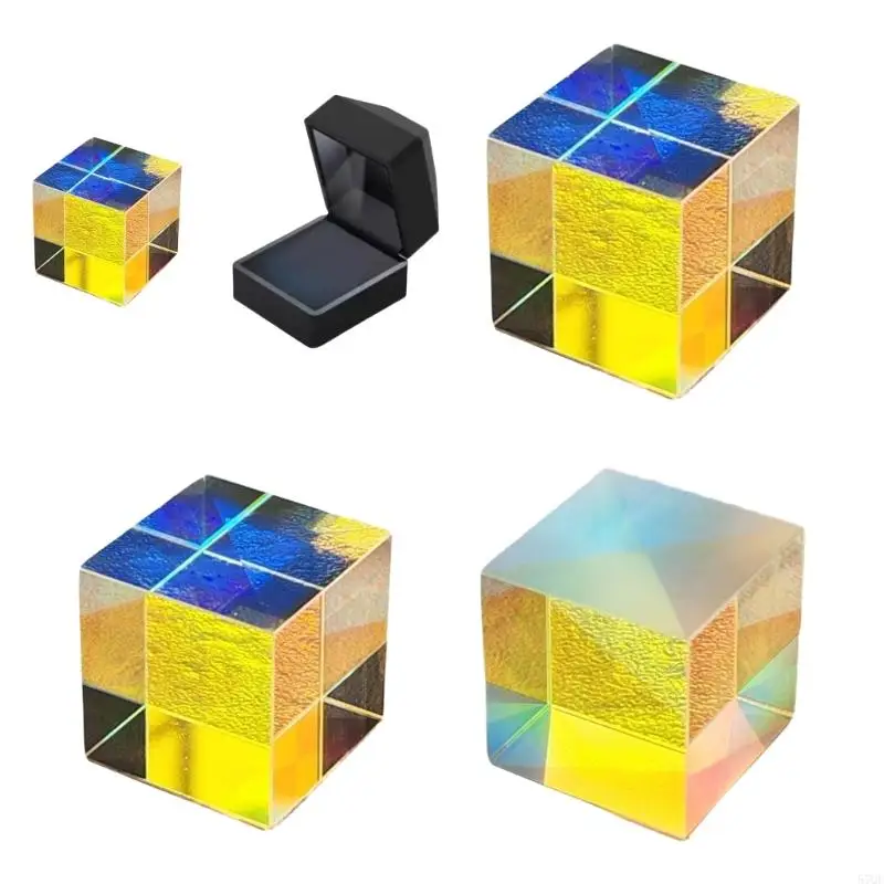 57QF Glass Cubes Dichroic Prism X Cubes Desktop Ornaments Glass Prism for Beam Splitting & Photography Accessories Light Decors