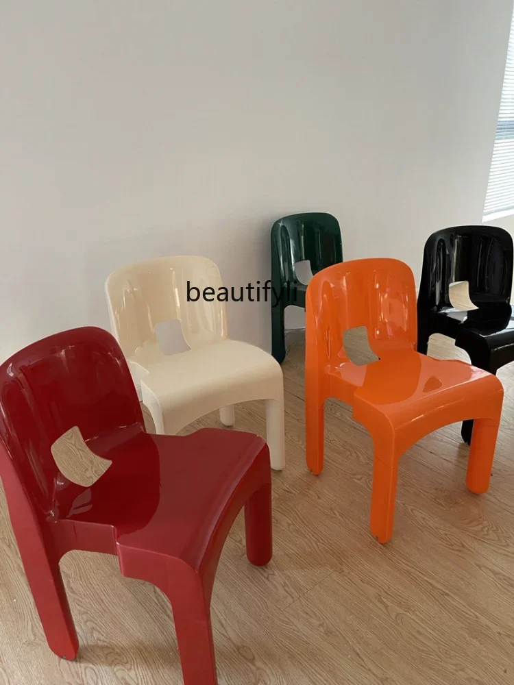 Silla de comedor de dibujos animados de mediana edad, silla de ocio de Color crema Simple de diseño, taburete con respaldo, sillas de salón