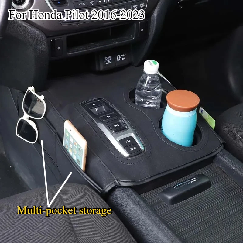 

For Honda Pilot 2016-2023 Sheepskin Leather Black Car Center Console Protective Storage Cover box Trim Interior Car Accessories