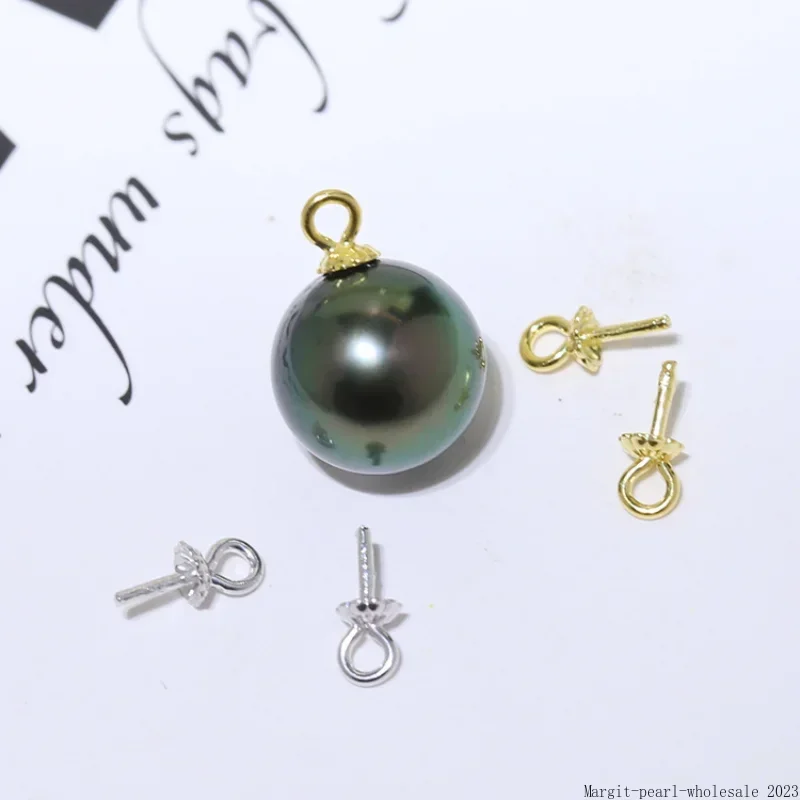 

Elegant Pendant for Women 12-13mm Natural Black Peacock Pearl Round Fine 925 Sterling Silver Chain Jewelry Gifts