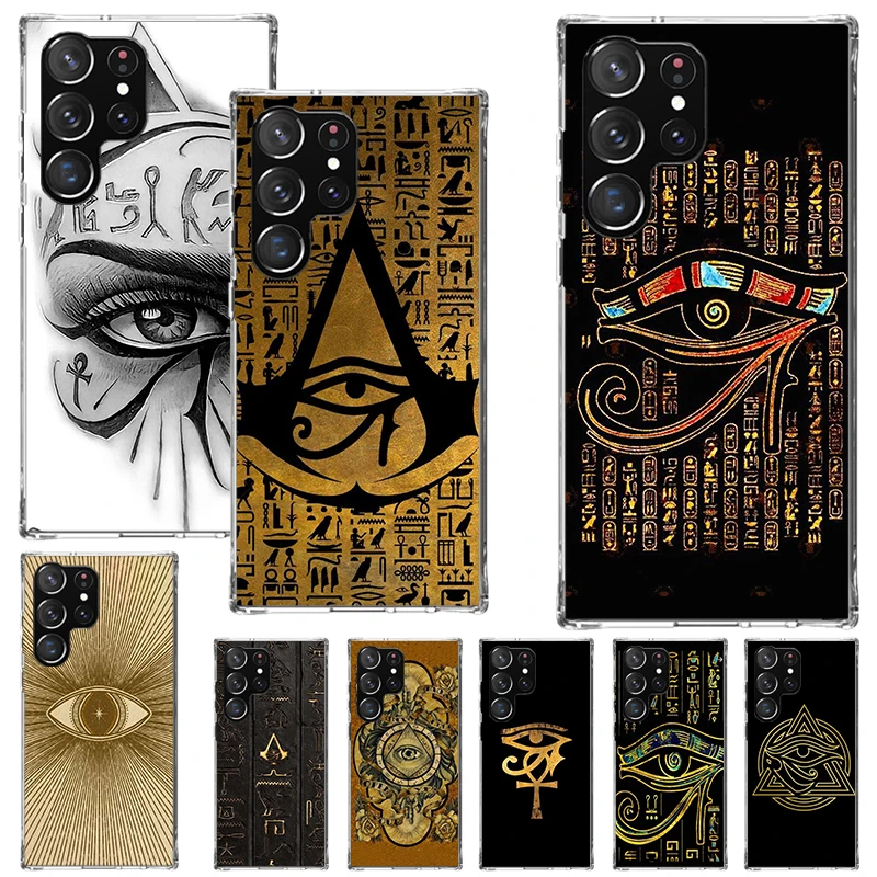 Funda de teléfono Fresco para Samsung Galaxy S24, S23, S22, S21 Ultra, S20 FE, S10 Plus, S10E, S9, S8 +, carcasa suave, ojo sagrado de Horus, Egipto