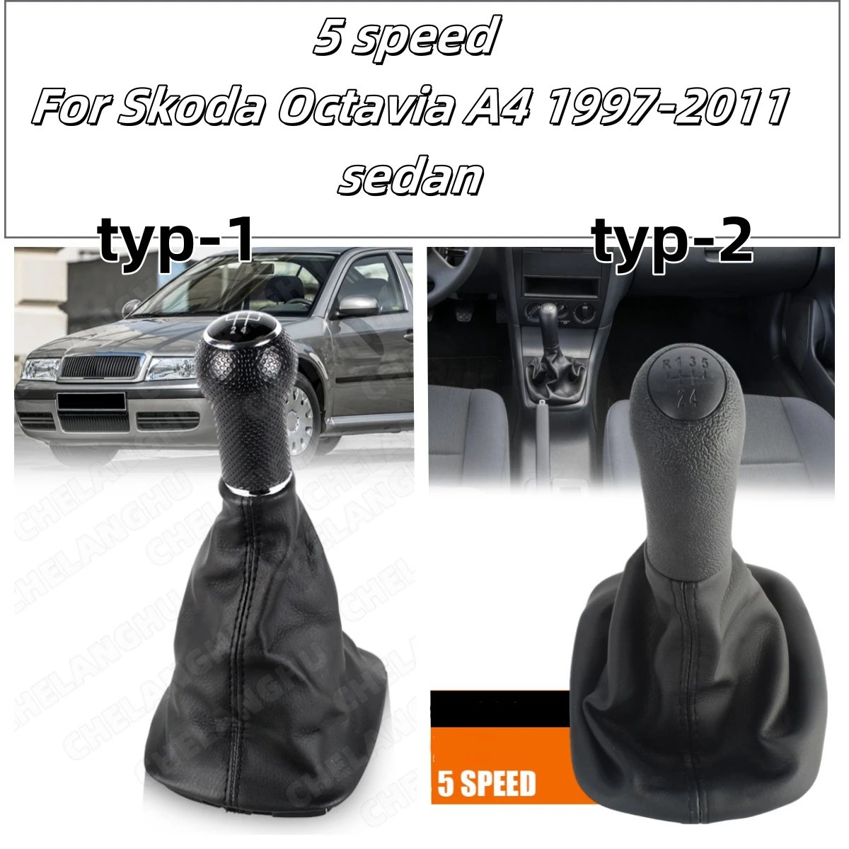 Do Octavia A4 MK1 Sedan 1997 1998 1999 2000 2001 2002 2003 2004 2005 2006 2007 2008 2009 2010 2011 Samochodowa gałka zmiany biegów 5 biegów