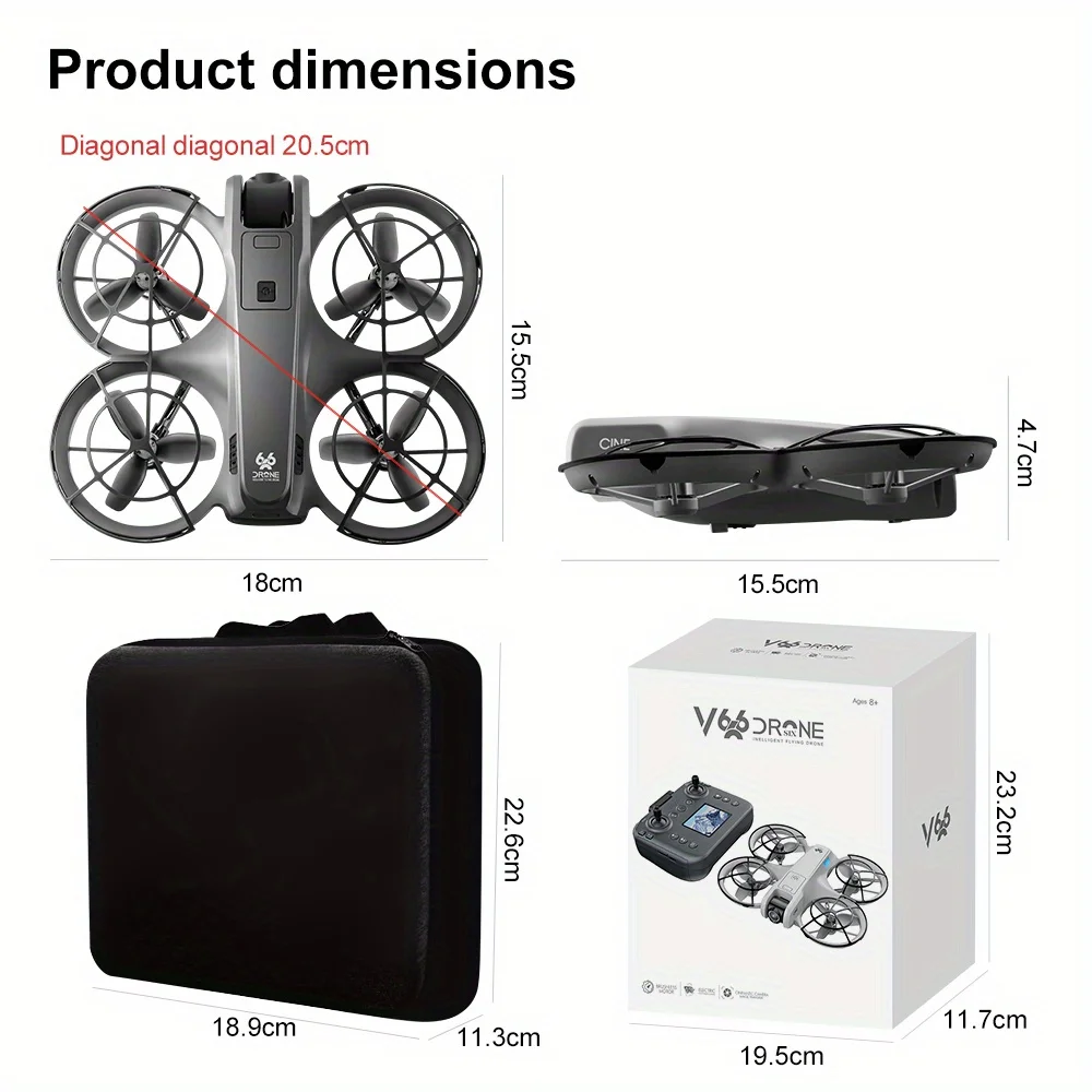 V666 Screen Drone with Dual Cameras &Brushless Motor, Optical Flow Hover, One-Key Takeoff, Gesture Control,Gift Box for Holidays