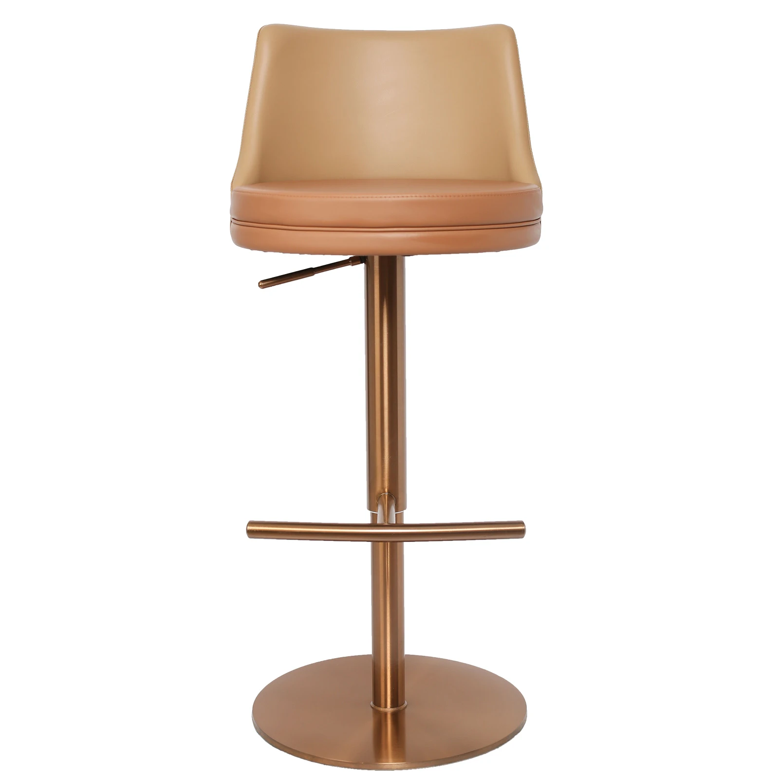 Counter Height Bar Stools Gold with Back Modern Adjustable Height Barstools Swivel Bar Chair with Gold Stainless Steel Legs