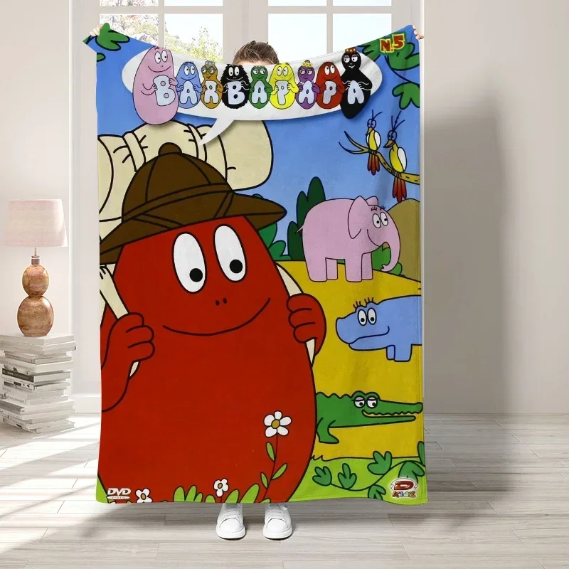 L-Les barbapa بطانية مزخرفة لغرفة المعيشة ، ديكور غرفة النوم ، غطاء سرير على السرير ، بطانيات ناعمة منفوشة ، ديكور منزلي بوهو #5