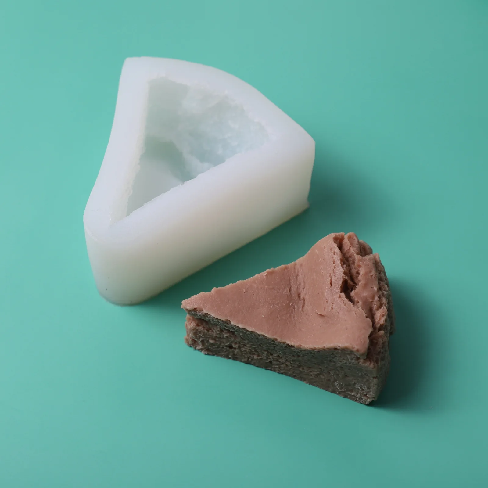 1 piece, simulation triangle cake aromatherapy candle mold, baked dessert handmade internet red bread silicone mold
