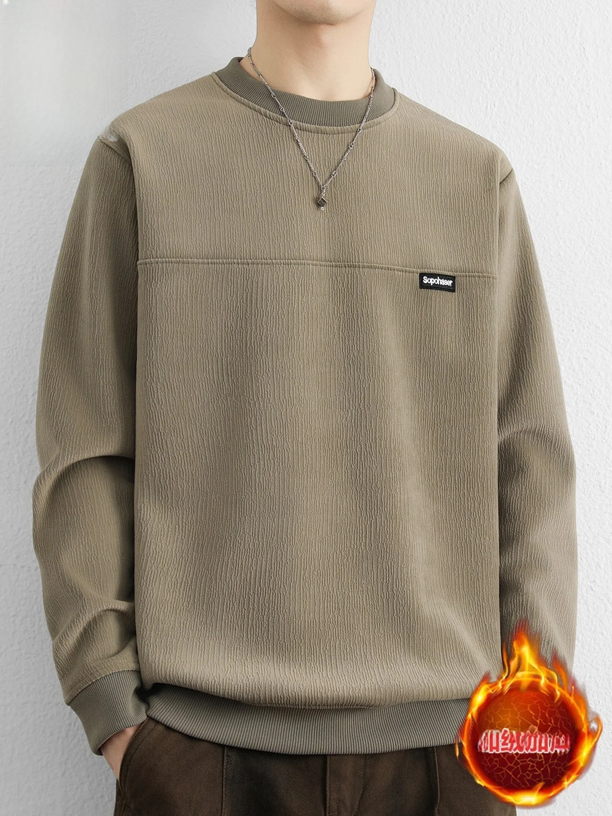 

Men's round Ne Sweatirt Fce Lined Thiened Casual Long Sve T-irt Winter Collection Comfortable Fit