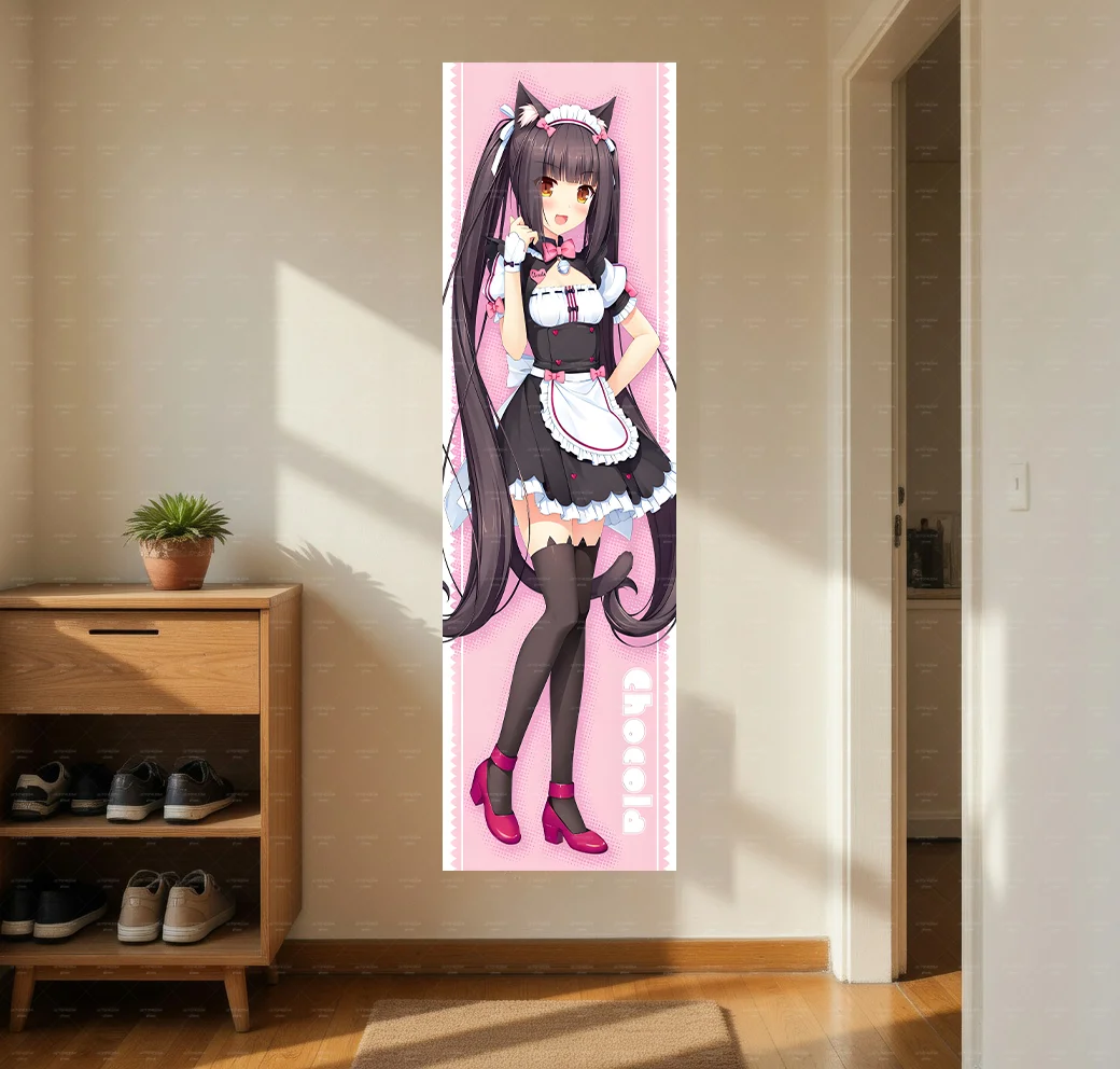 Nekopara  Anime Tapestry Vertical Long Pink Wall Hanging Kawaii  Banner for Girls Bedroom bedroom stuff、room decoration items