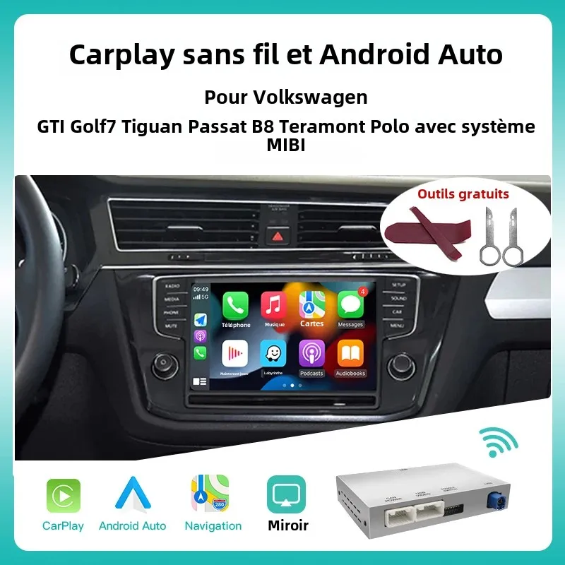 Carplay sans fil Android Auto pour Volkswagen GTI Golf7 Tiguan Passat B8 Teramont Polo MIBI système