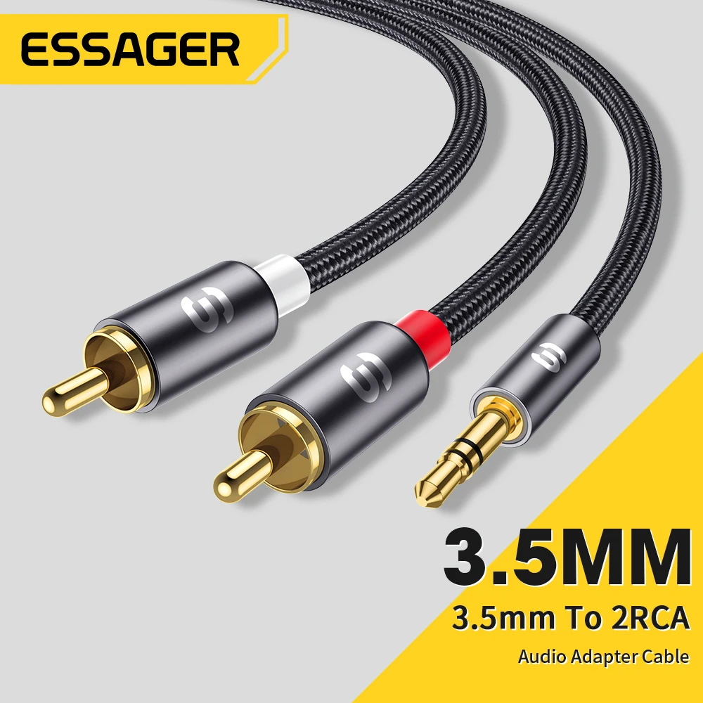 Essager RCA Kabel audio Stereo 3,5 mm do 2RCA Kabel męski do żeńskiego AUX RCA Jack Y Rozgałęźnik do wzmacniacza Audio Kino domowe Przewód