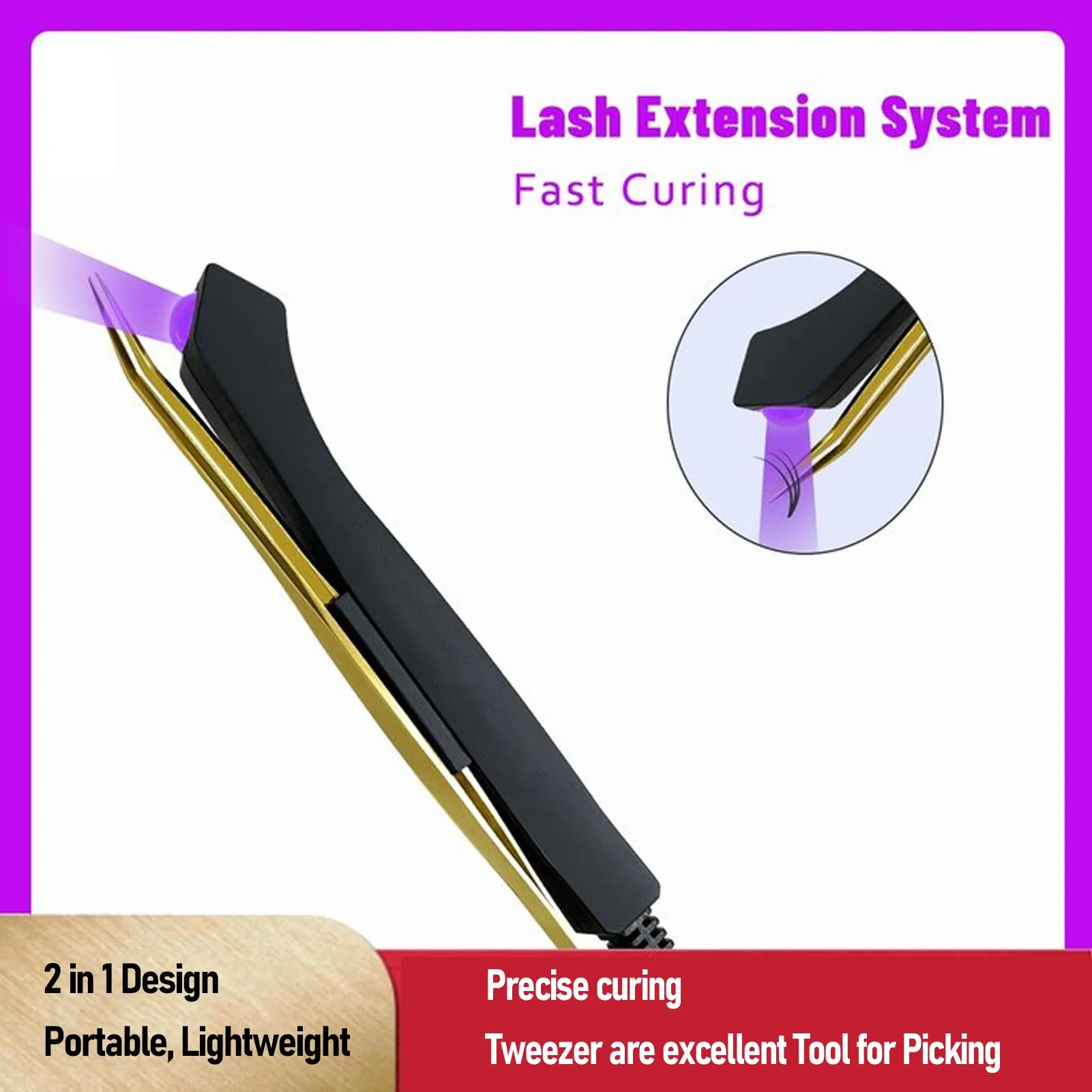 Eyelash Extension Lamp Lash Light with Foot Pedal 5W Fast Curing 395 to 400nm Safe Aluminum Alloy for Eyelash Extension Nail Art