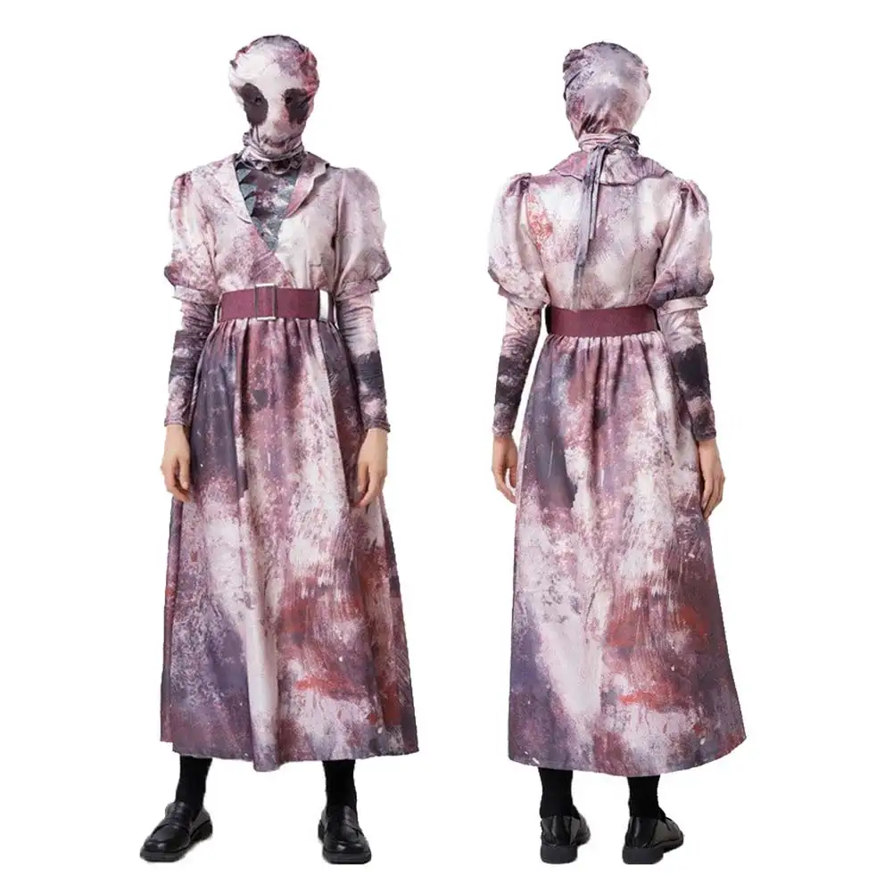 Disfraz de fantasma de fantasía para mujer, traje de Cosplay de novia, mono, abrigo, máscara, cinturón, traje de fiesta de Carnaval de Halloween para adultos