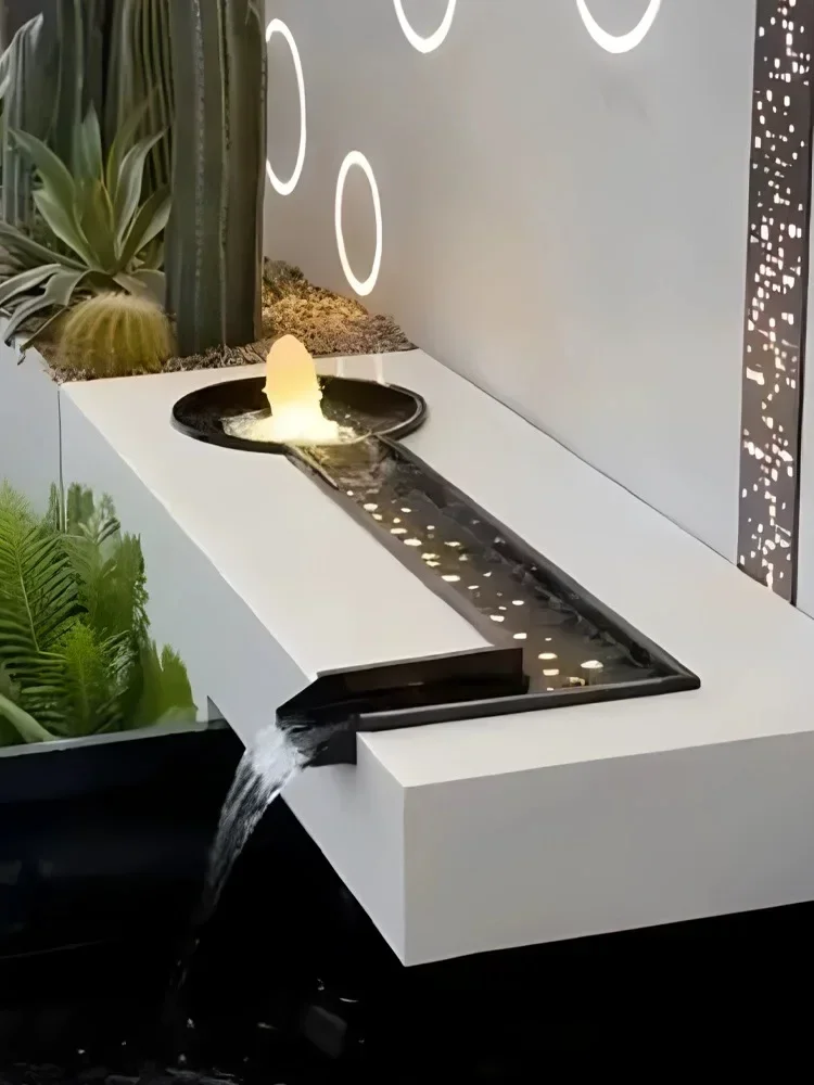 

Stainless steel flowing stone bowl, garden, courtyard, flowing water ornament, circulating fountain, gushing spring, water bowl