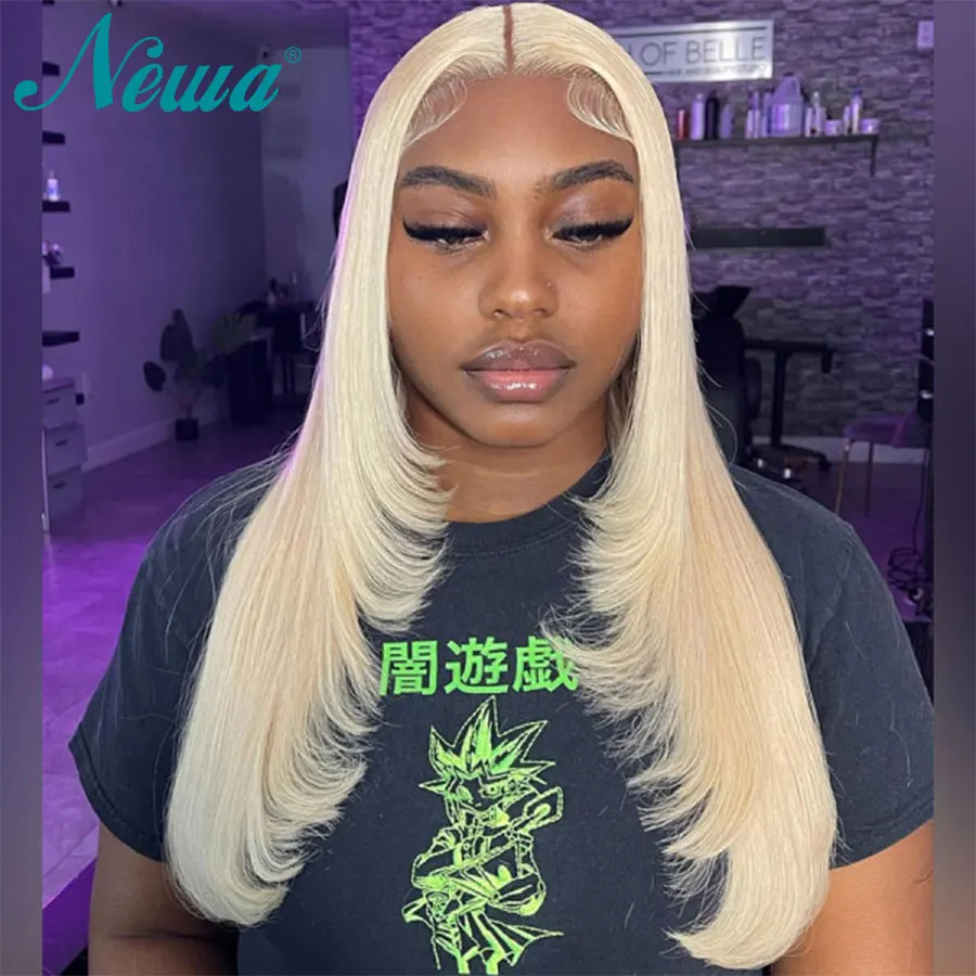 

13x4 13x6 Blonde 613 Lace Frontal Wig Layered Cut Lace Front Human Hair Wigs Pre Plucked Transparent Lace Wig Straight Hair