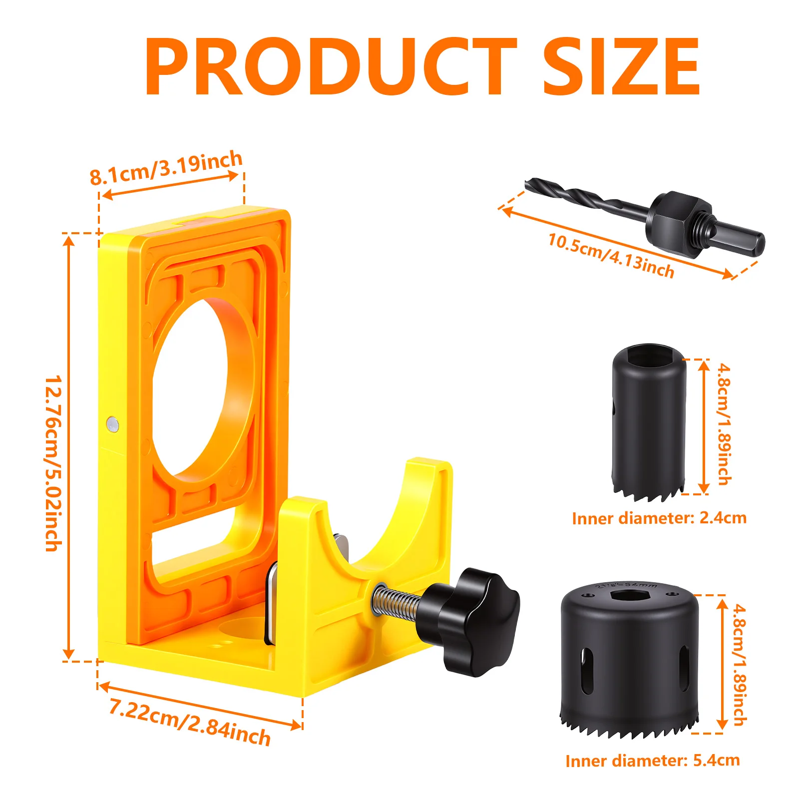 Door Lock Installation Kit with Hole Saw Carbon Steel Wood Door Lock Mortising Jig Template Guide for 1-3/8 to 1-3/4 Inch Doors