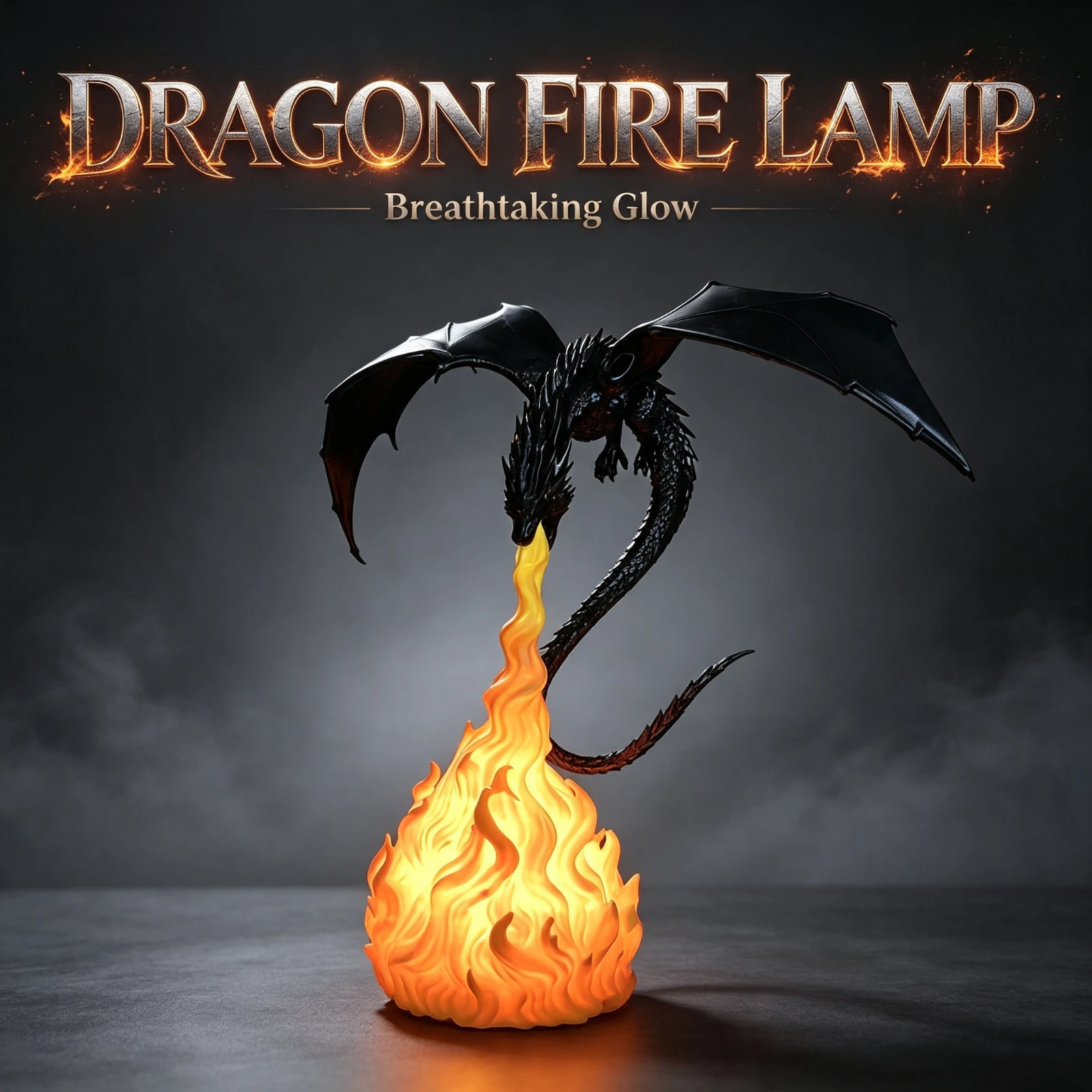 LED Dragon Lamp 3D Painted Illusion, Flames Night Light Fantasy, Creature Table Desk Bedroom Decor, Gift For Kids Boys Adults