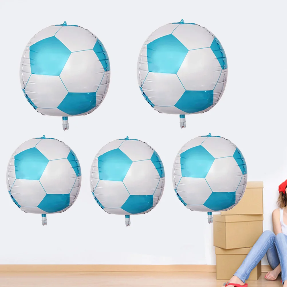

5pcs 24inch 4D Football Aluminum Foil Balloon Mylar Balloons Party Supplies for Birthday Sports Theme Party Decoration (Blue)