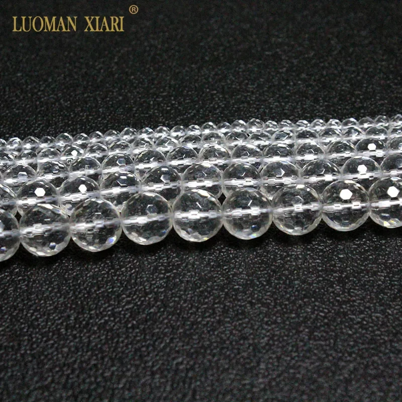Wholesale Natural Faceted Clear White Crystal Round Loose Stone Beads For Jewelry Making DIY Bracelet Necklace 4/6/8/10/12mm