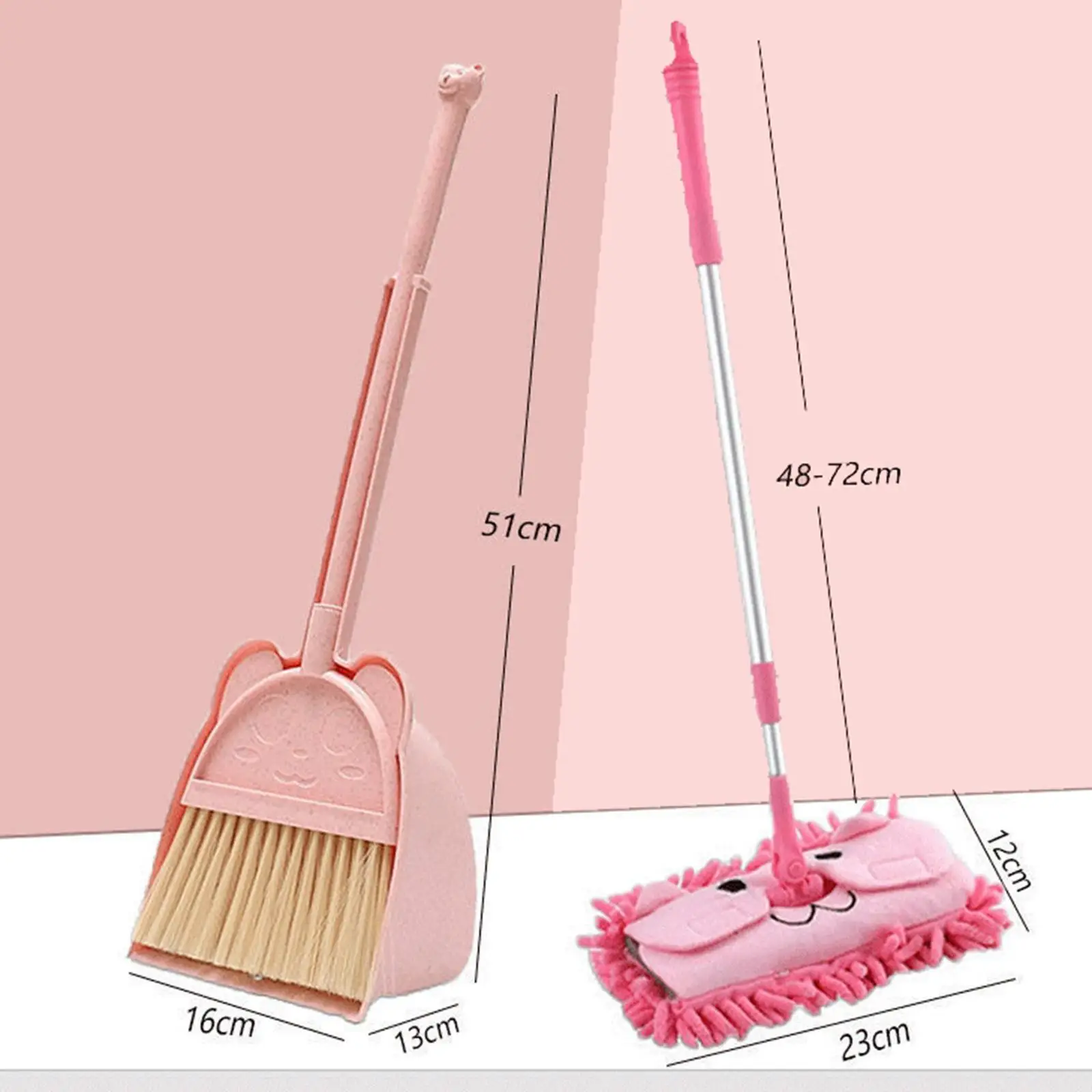 Mop House Cleaning Set para meninos, vassoura pequena, pá de lixo, presentes para meninas, idade 3-6