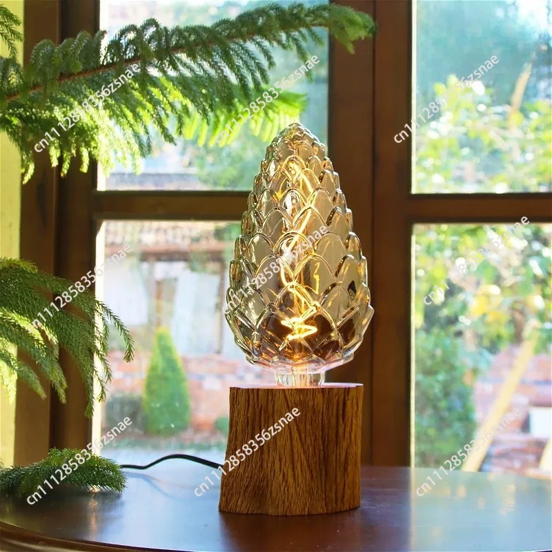 Pine cone light bulb dimming atmosphere decoration LED filament light creative Christmas desk lamp night light holiday gift