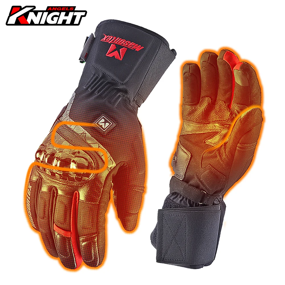 Winter Heated Gloves Motorcycle Waterproof Carbon Fibre Heating Gloves Snowmobile Touch Screen Battery Powered Heating Gloves