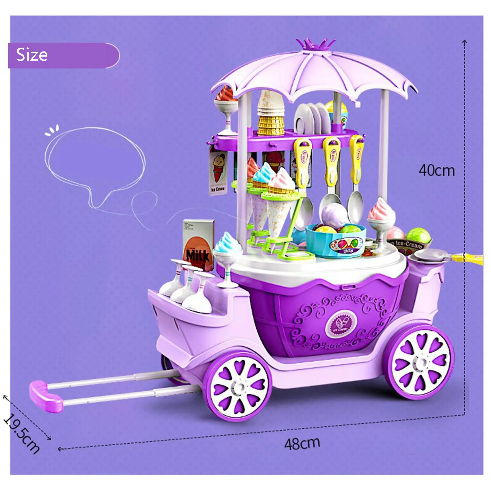 A48U Eiswürfel für Kinder – Eismaschine und Aufbewahrungswagen für Kleinkinder, vorgeben, Spielset, Schaufel und lernen Sie die Bildung