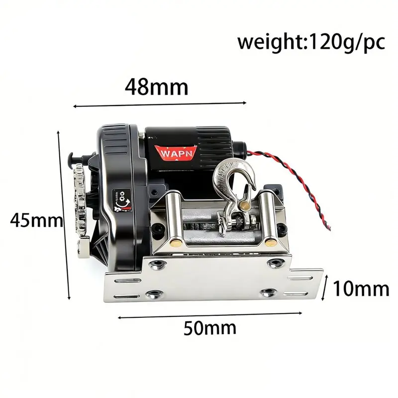 ABUM-RC Crawler Car Simulation Automatic Winch For 1/10 1/8 Scale Metal Replacement Part Simulated Functionality Upgrade