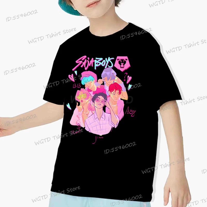 

KPop Demon Hunters Saja Boys T Shirts for Children Girl Boy 2025 Hot Movie Print Casual Tops Cotton Summer Fashion Cool Kids Tee
