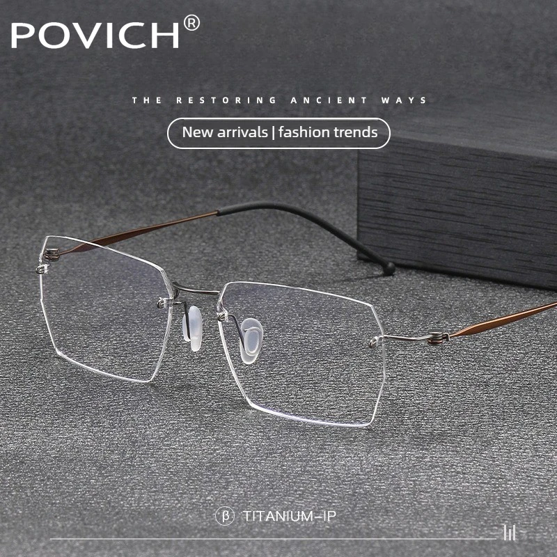 Denmark Screwless Glasses Frame Men Titanium Rimless Prescription Light Eyeglasses Women Optical Blue Light Spectacles Eyewear