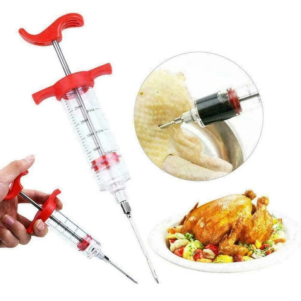 Meat Injector Syringe With Marinade Injector Needles for BBQ Grill Turkey Injector Kit Marinade Flavor Injector Kitchen Tools