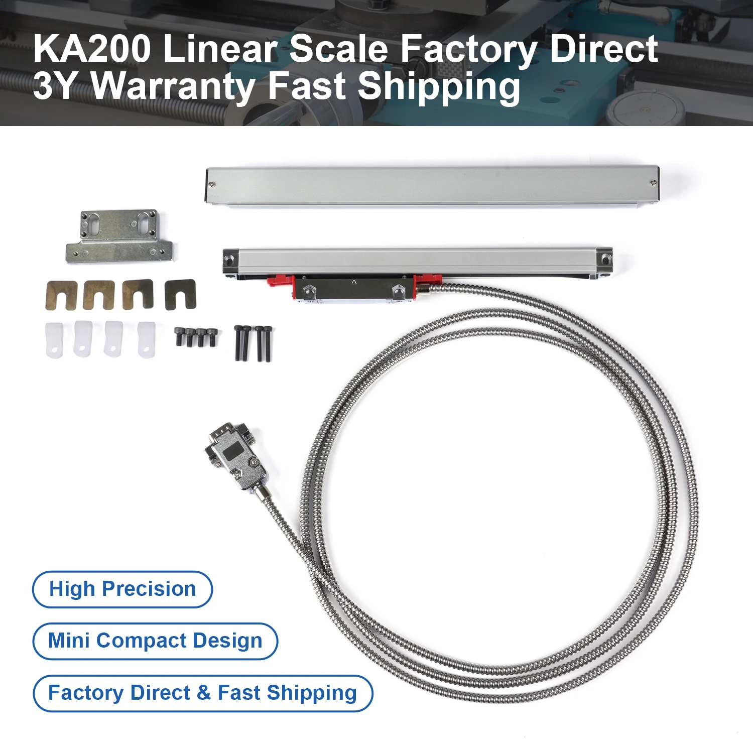Professional KA200 Mini Grating Encoder 5μm/1μm  TTL Signa Connector CNC Lathe Mill Grinder Precision Digital Scale Sensor