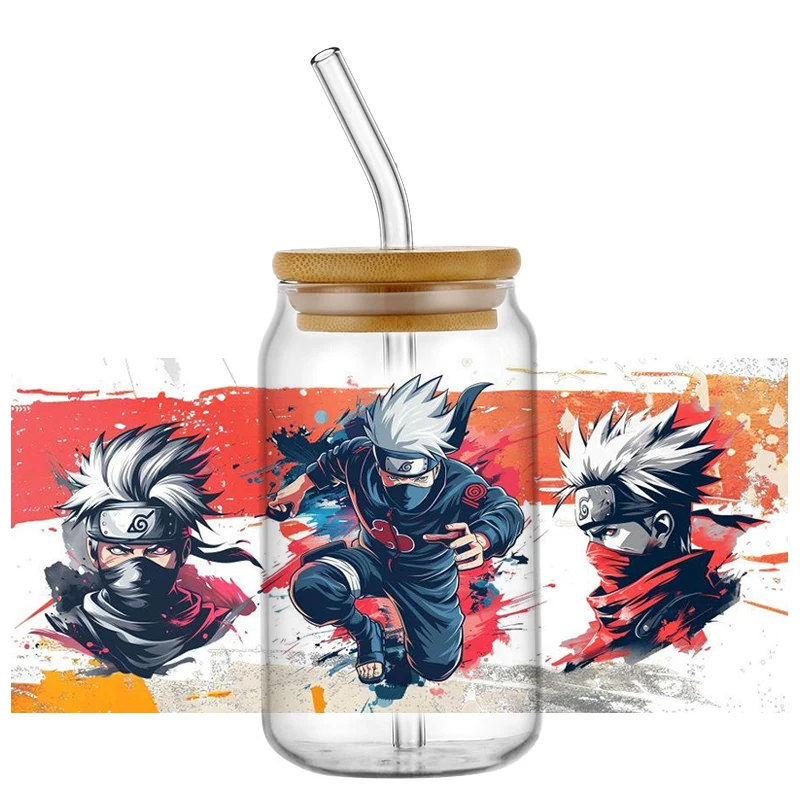 Miniso New Design Japanese animation Naruto UV DTF Decal Wrap For 16oz Libbey Glass Can Cup uvdtf Coffee Wrap Car Sticker DIY