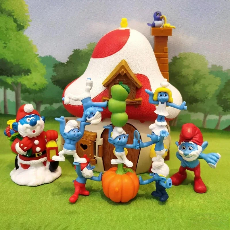 Smurfette XÌ TRUM Nhà Nấm Di Động Khớp Hình Nhân Vật Hoạt Hình Máy Tính Để Bàn Trang Trí Bộ Sưu Tập Đồ Trang Trí Hoài Cổ Đồ Chơi Mô Hình