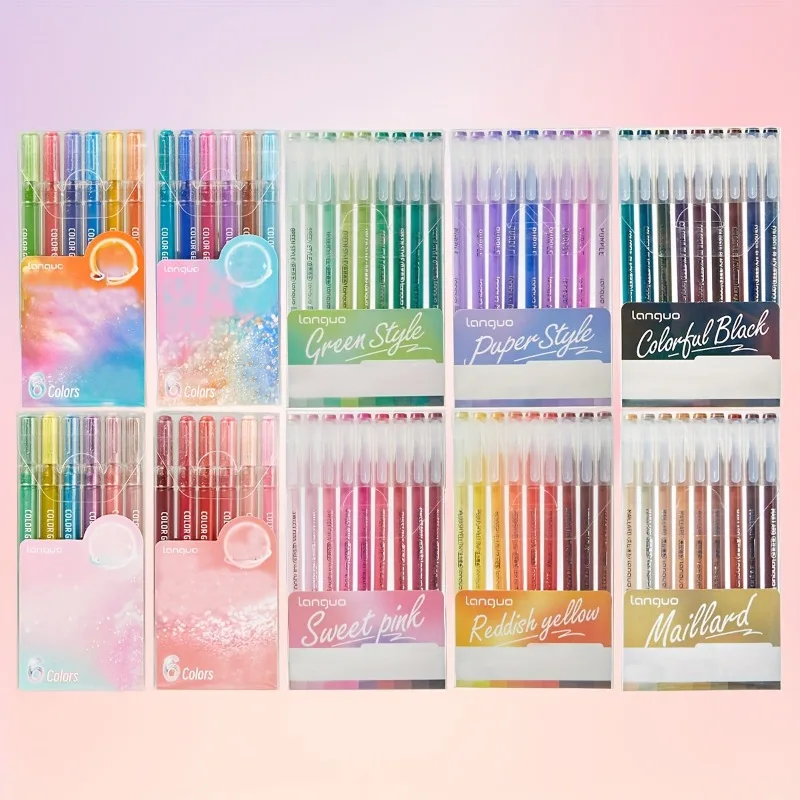 9pcs/set 1.0mm Fluorescent Pens Set - Thick No Bleed Gel Pens for Note Taking, Coloring, Journaling, School Office Supplies