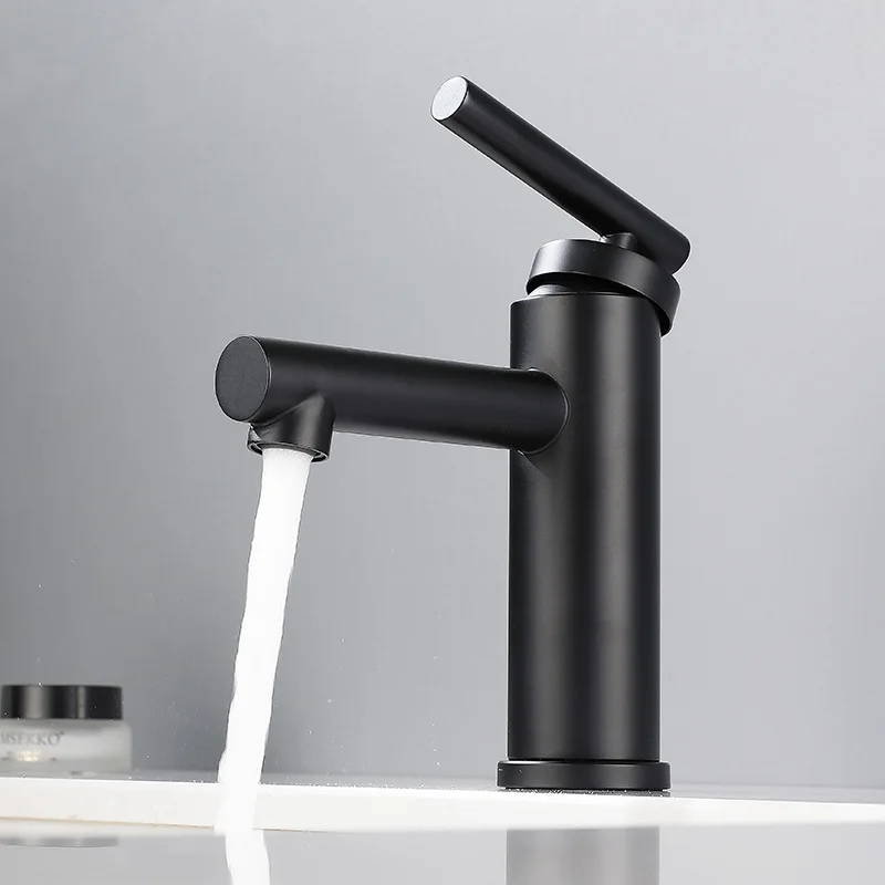 

Matt Black/Gunmetal/Brushed Gold Bathroom Sink Faucet Deck Mounted Single Handle Basin Mixer Crane Hot And Cold Water Mixer Taps