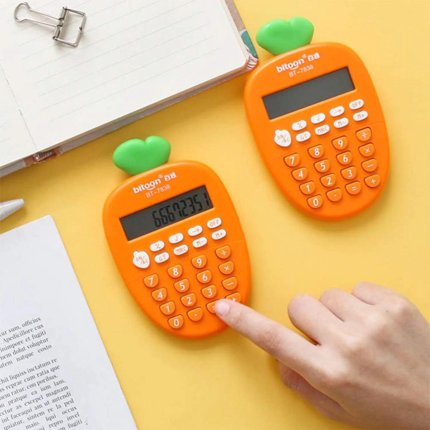 Desktop Calculator 12 Digit,   Calculator Cute Carrot Portable Small  Students Calculators for  Office Supplies