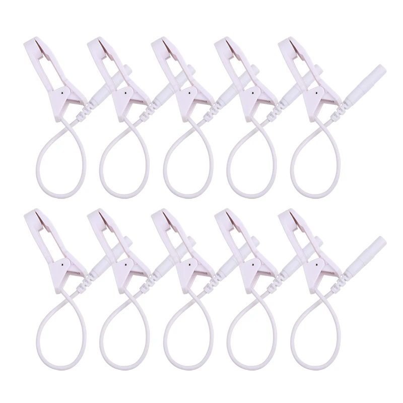 Clipe de alívio da dor de orelha dezenas 2.0mm pino eletrodo de mamilo de mama fio de chumbo para unidade dezenas máquina de fisioterapia cabo de conexão massa