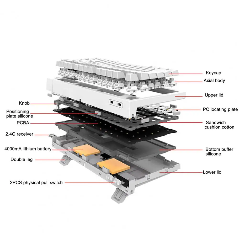 KW75 Mechanical Keyboard Kit Shock Absorption Plug Play 81 Keys Wide Compatibility Mechanical Keyboard Kit Keyboard Kit DIY