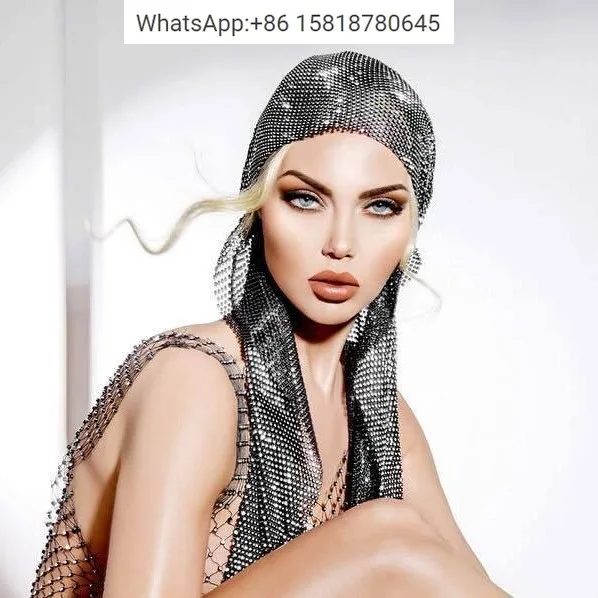 European and American accessories women's elastic rhinestone pirate hat long tail turban music performance turban hat