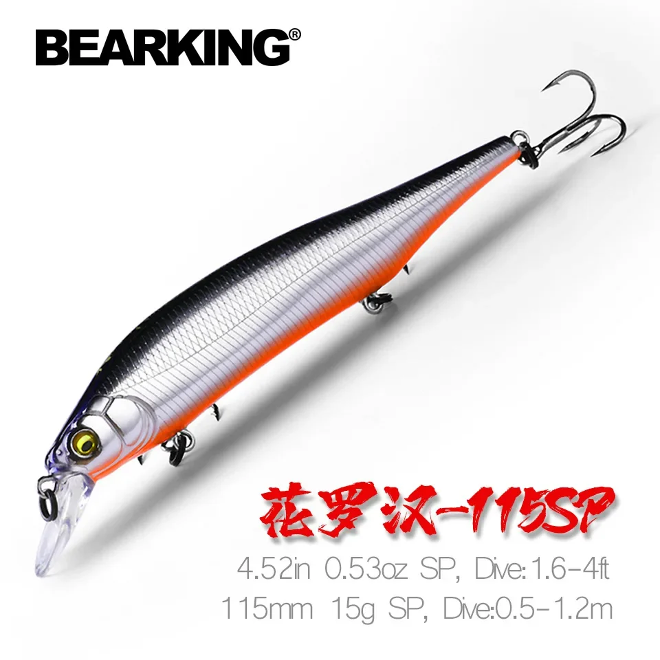 BEARKING 115mm 15g SP Tungsten Weight System Top Fishing Lures Minnow Crank Wobbler Quality Fishing Tackle Hooks for Fishing