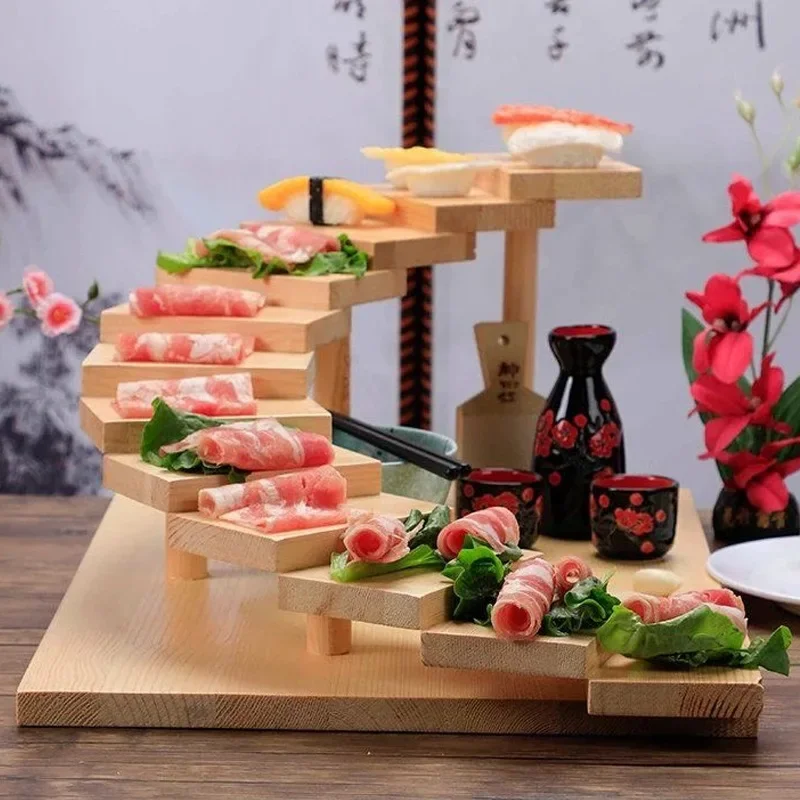 Wooden Sushi Plate Step by Step Plate Art Concept Hotel Barbecue  Japanese Style Step Sashimi  Hot Pot Tableware