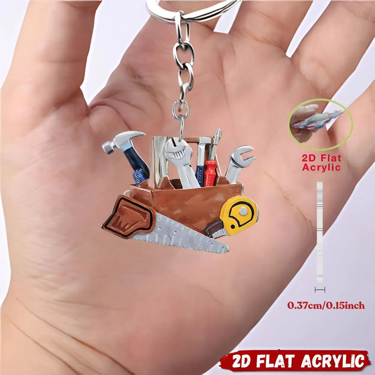 2D Repair Tool Set Keychain Whimsical Flat Acrylic Pendant for Car Keys Bags Home Decor Ideal Gifts for Party Festival Birthday