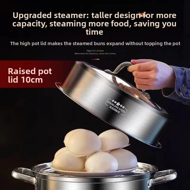 304 Stainless Steel Thickened Multilayer Steamer Pot Large Capacity Home Use Induction Gas Compatible Multi Layer Large Capacity